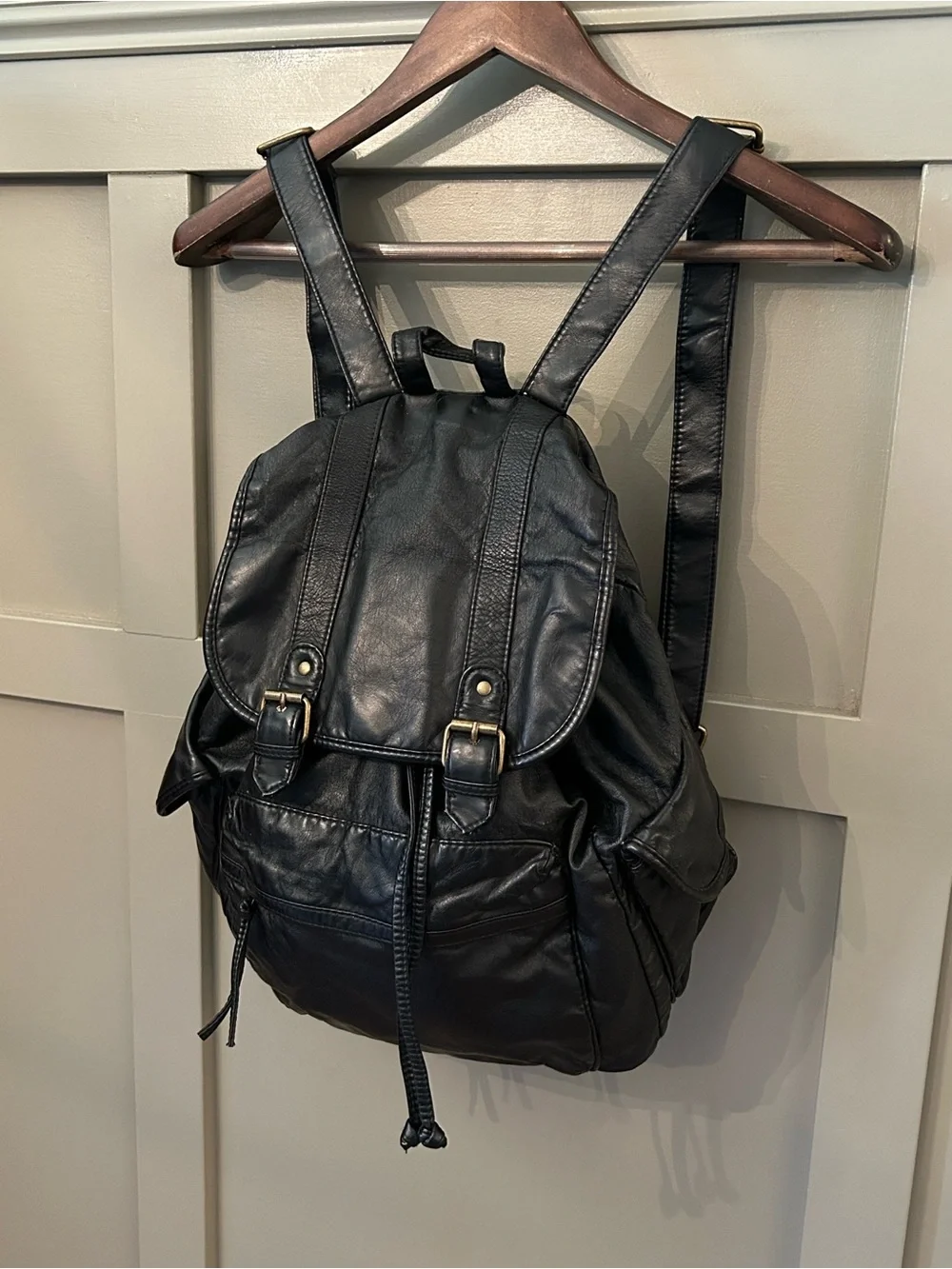 Mossimo Supply Co Faux Leather Backpack Black Y2K Vintage